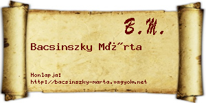 Bacsinszky Márta névjegykártya